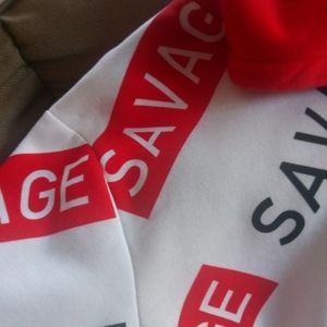 Red & White Savage Repeat Hoodie